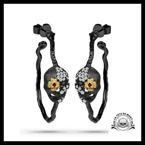 Boucles d’Oreilles Crâne Diamant
