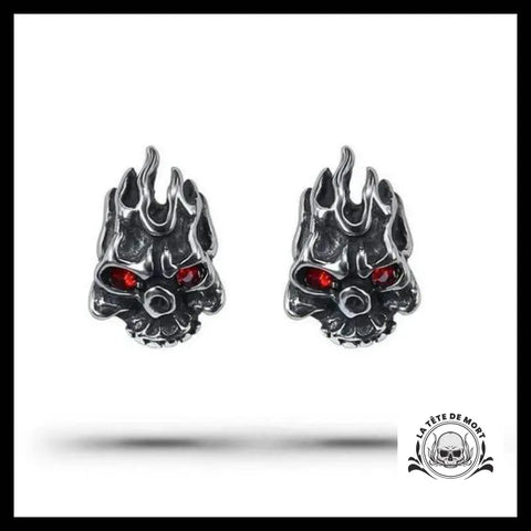Boucles d’Oreilles Crâne en Feu