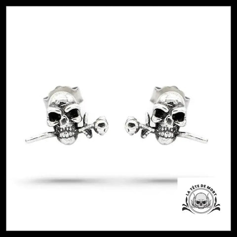 Boucles d’Oreilles Crâne Et Rose
