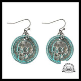 Boucles D’oreilles Tête de Mort Achéo Turquoise