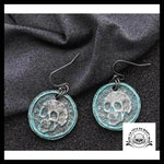 Boucles D’oreilles Tête de Mort Achéo Turquoise