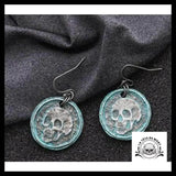 Boucles D’oreilles Tête de Mort Achéo Turquoise