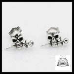 Boucles D’oreilles Tête de Mort Amoureuse en Argent