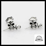 Boucles D’oreilles Tête de Mort Amoureuse en Argent