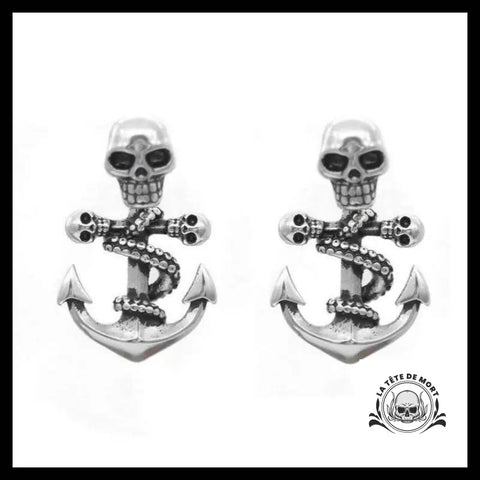 Boucles D’oreilles Tête de Mort Ancre