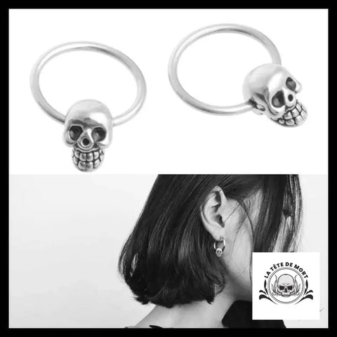 Boucles D’oreilles Tête de Mort Anneaux