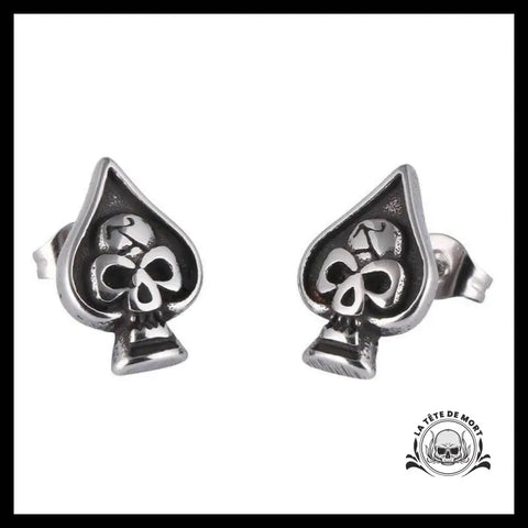 Boucles D’oreilles Tête de Mort As Pique