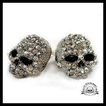 Boucles D’oreilles Tête de Mort Brillantes Argentées