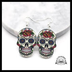 Boucles D’oreilles Tête de Mort Calavera Rose