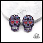 Boucles D’oreilles Tête de Mort Calavera Violette