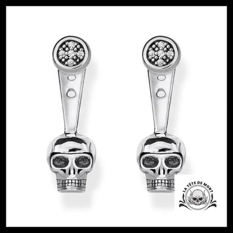 Boucles D’oreilles Tête de Mort Chic Argentées