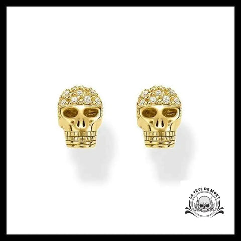 Boucles D’oreilles Tête de Mort Chic Dorée