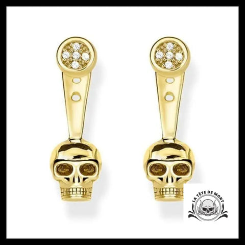 Boucles D’oreilles Tête de Mort Chics Dorées