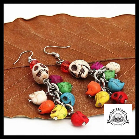 Boucles D’oreilles Tête de Mort Colorées