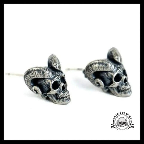 Boucles D’oreilles Tête de Mort Cornes Bélier
