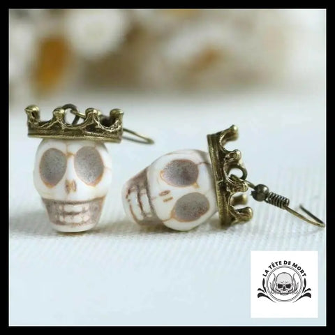 Boucles D’oreilles Tête de Mort Couronnées