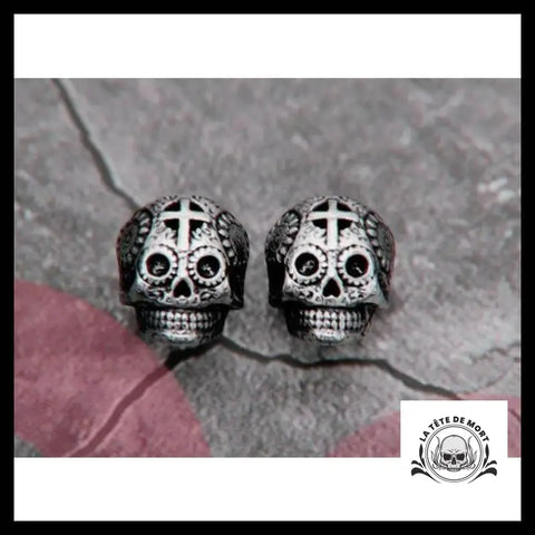 Boucles D’oreilles Tête de Mort Croix