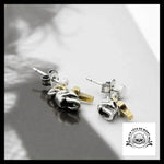 Boucles D’oreilles Tête de Mort et Croix Doré