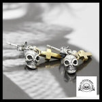 Boucles D’oreilles Tête de Mort et Croix Doré