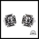 Boucles D’oreilles Tête de Mort Croix Malte