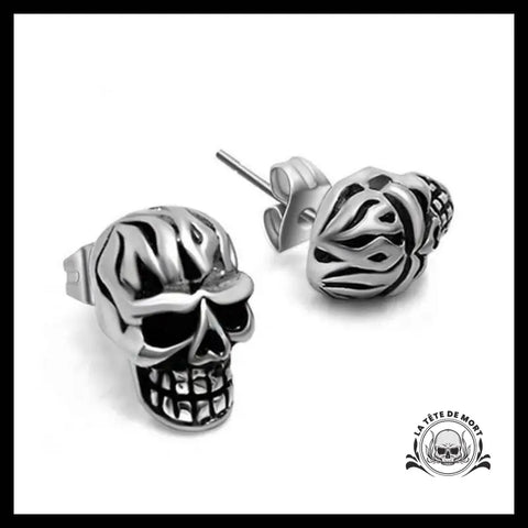 Boucles D’oreilles Tête de Mort Enflammées