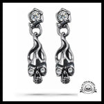 Boucles d’Oreilles Tête de Mort Flamme