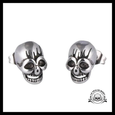 Boucles D’oreilles Tête de Mort Flammes