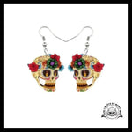 Boucles D’oreilles Tête de Mort Fleuries