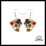 Boucles D’oreilles Tête de Mort Fleuries