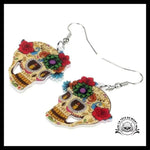 Boucles D’oreilles Tête de Mort Fleuries