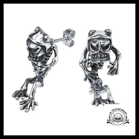 Boucles D’oreilles Tête de Mort Grenouilles