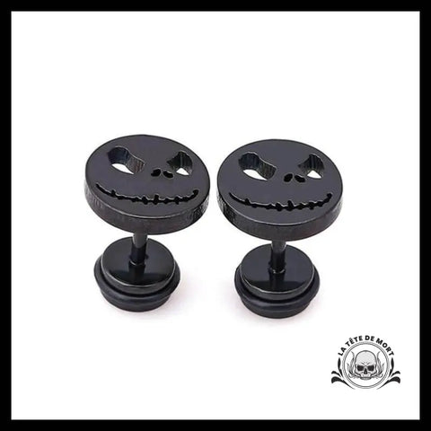 Boucles D’oreilles Tête Mort Maléfiques Noires