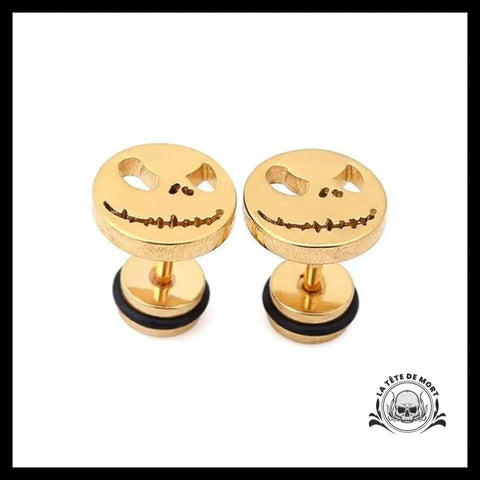 Boucles D’oreilles Tête Mort Maléfiques Or
