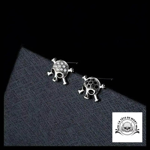 Boucles D’oreilles Tête de Mort Noire et Blanches