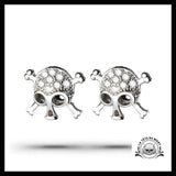 Boucles d’Oreilles Tête de Mort Or Blanc