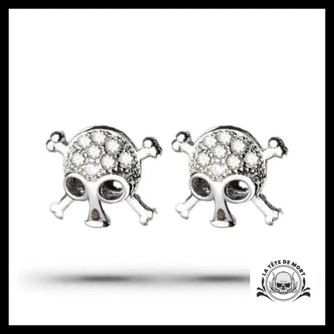 Boucles d’Oreilles Tête de Mort Or Blanc