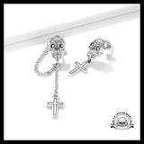 Boucles D’oreilles Tête de Mort Pendentif Croix