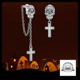 Boucles D’oreilles Tête de Mort Pendentif Croix