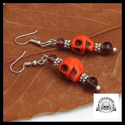 Boucles D’oreilles Tête de Mort Perles