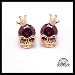 Boucles D’oreilles Tête de Mort Pierre Rouge