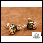 Boucles D’oreilles Tête de Mort Pierre Verte