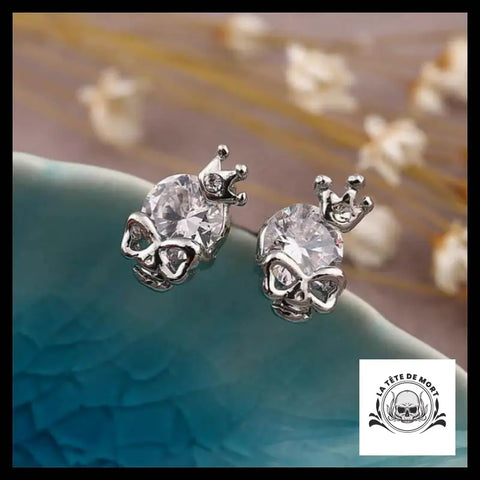 Boucles D’oreilles Tête de Mort Princesse Blanche