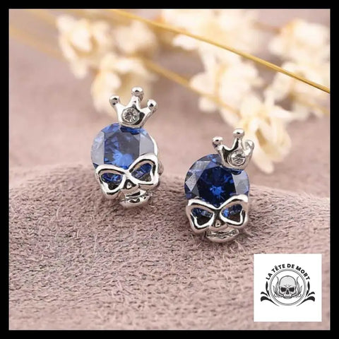 Boucles D’oreilles Tête de Mort Princesse Bleue