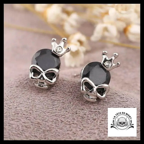 Boucles D’oreilles Tête de Mort Princesse Noire