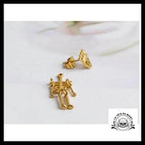 Boucles D’oreilles Tête de Mort Squelette Roi Or