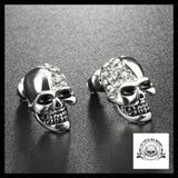 Boucles D’oreilles Tête de Mort Strass Argentées