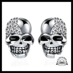 Boucles D’oreilles Tête de Mort Strass Argentées