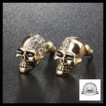 Boucles D’oreilles Tête de Mort Strass Or