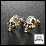 Boucles D’oreilles Tête de Mort Strass Or