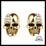 Boucles D’oreilles Tête de Mort Strass Or
